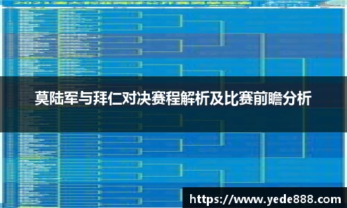 莫陆军与拜仁对决赛程解析及比赛前瞻分析